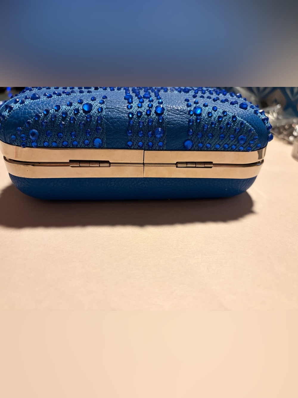 Bold Blue Jeweled Knuckle Clutch - Picture 6 of 9